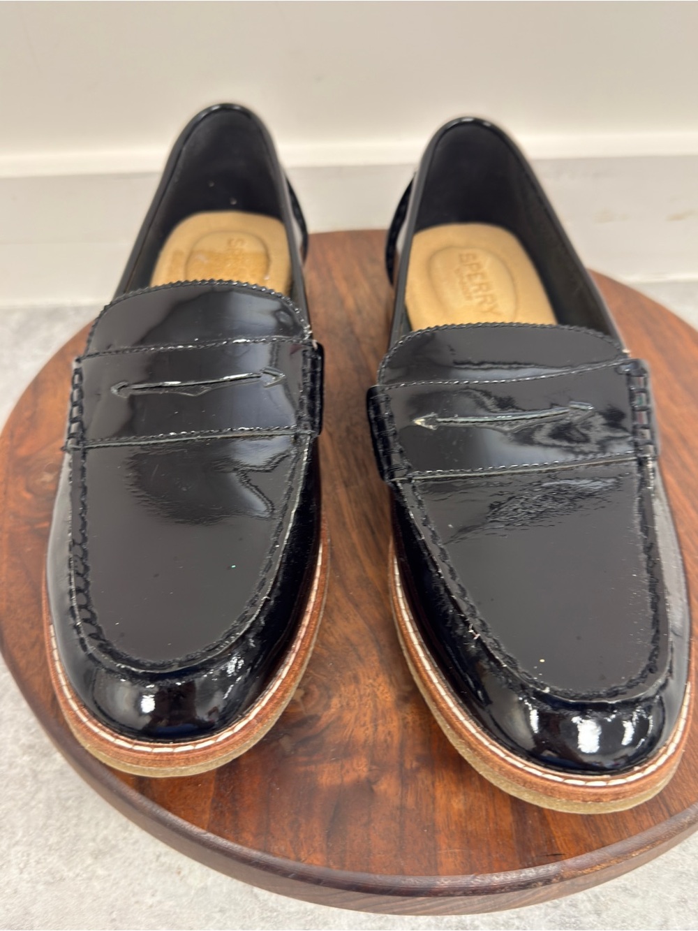 Sperry Black Patent Leather Penny Loafers Comfort Insole‎